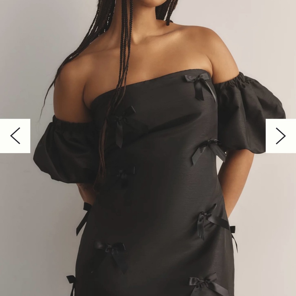 Hutch Black Strapless Dress with Bow Accents